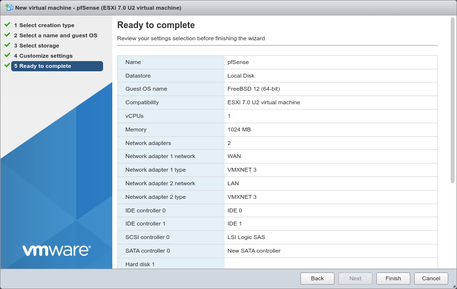 在vSphere / ESXI上安装pfSense防火墙教程