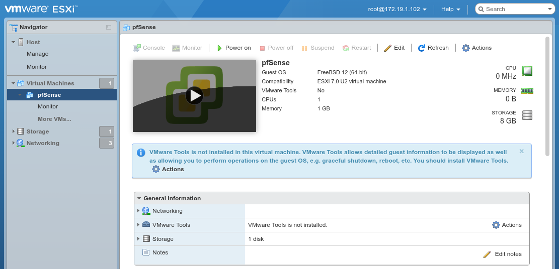 在vSphere / ESXI上安装pfSense防火墙教程