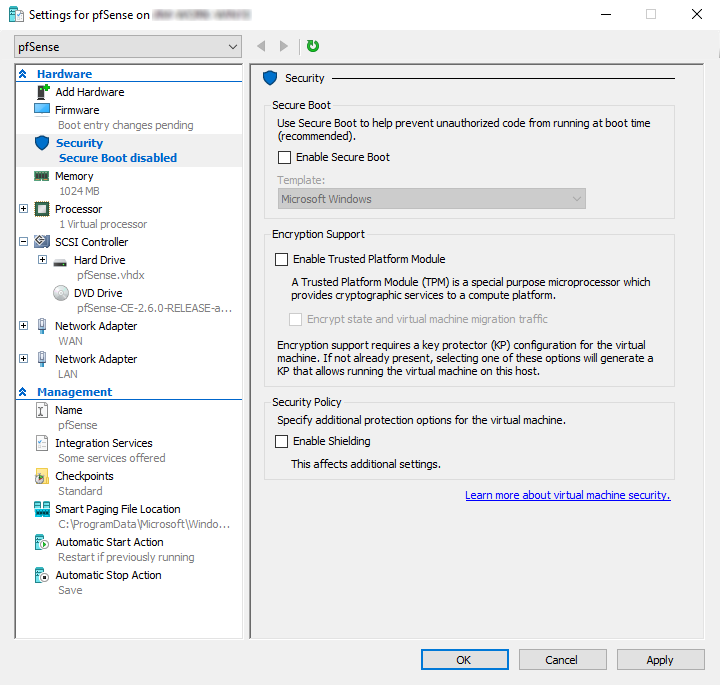 在 Hyper-V 上安装 pfSense 防火墙教程