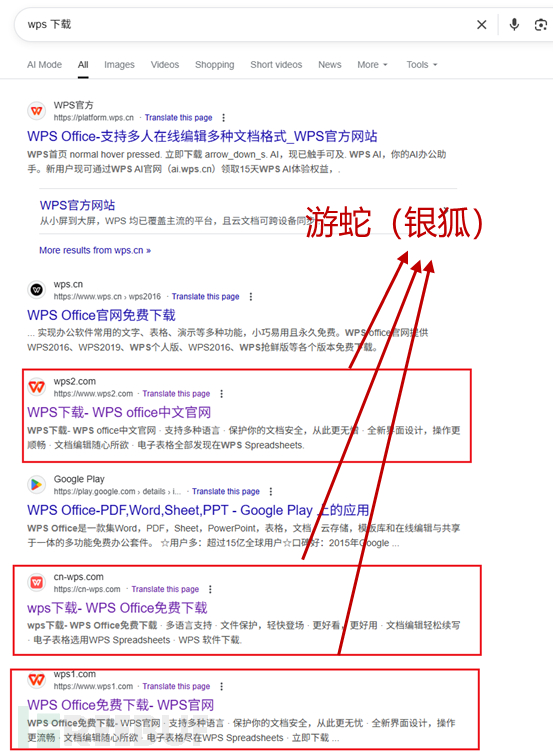 “游蛇（银狐）”黑产密集仿冒各类流行应用：WPS下载站打假专辑