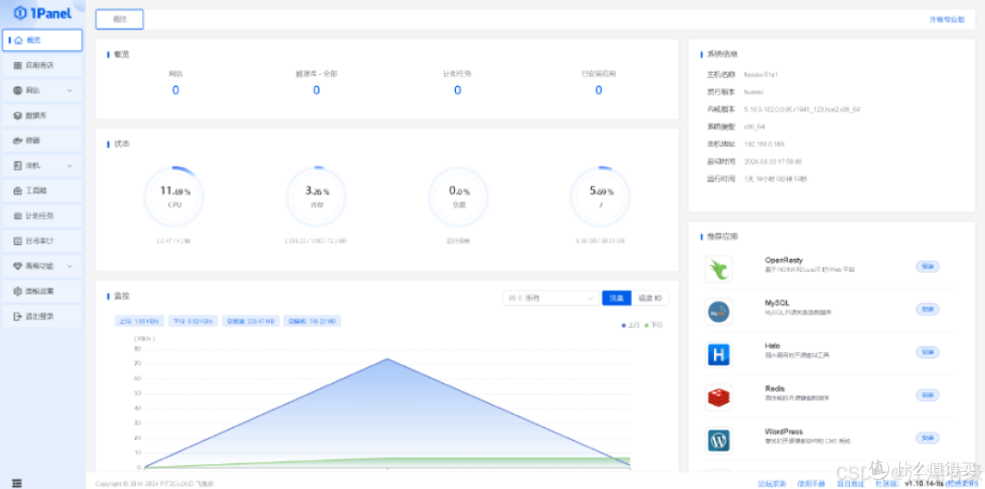 华为云Flexus X 实例:欧拉系统(EulerOS)环境下快速部署1Panel 面板