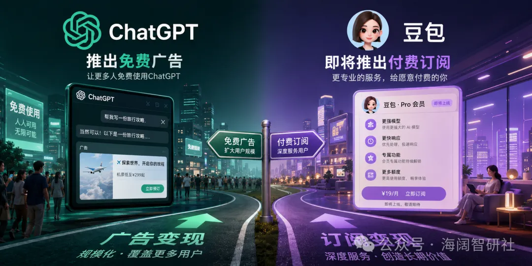 AI变现路径大分裂：OpenAI卖广告，豆包收费，两条路谁才是未来