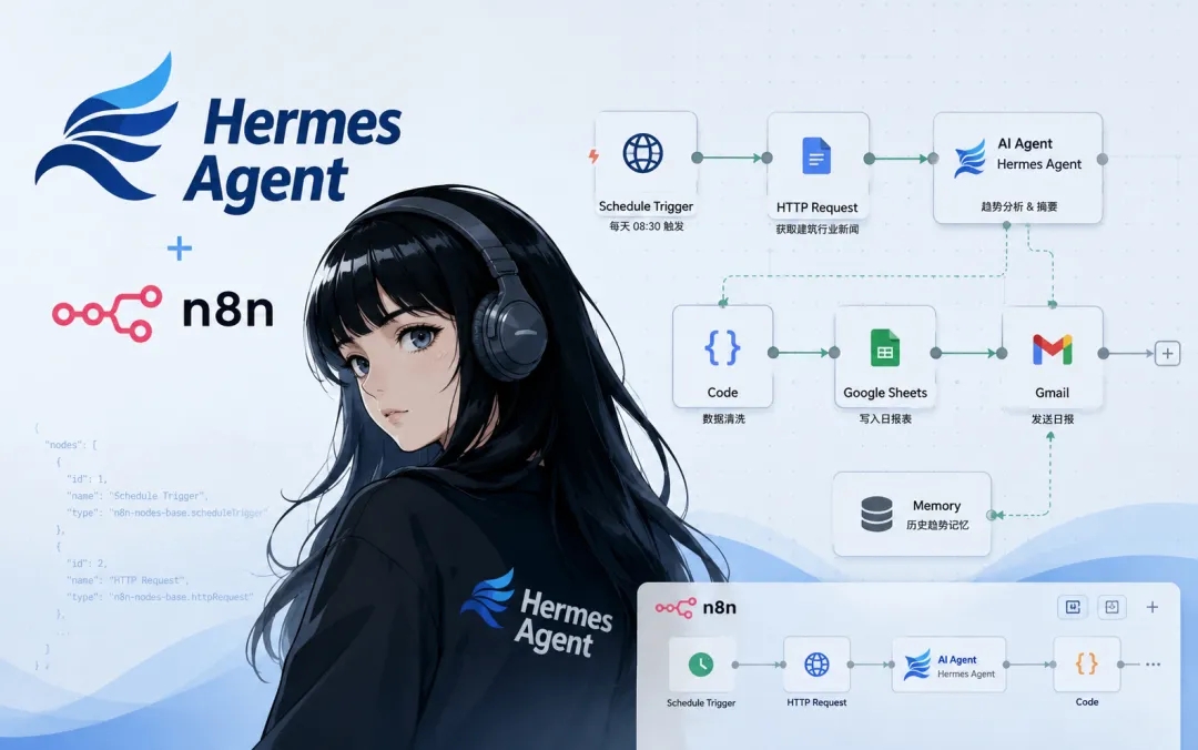 n8n+Hermes Agent打通建筑趋势日报：一次真实踩坑复盘
